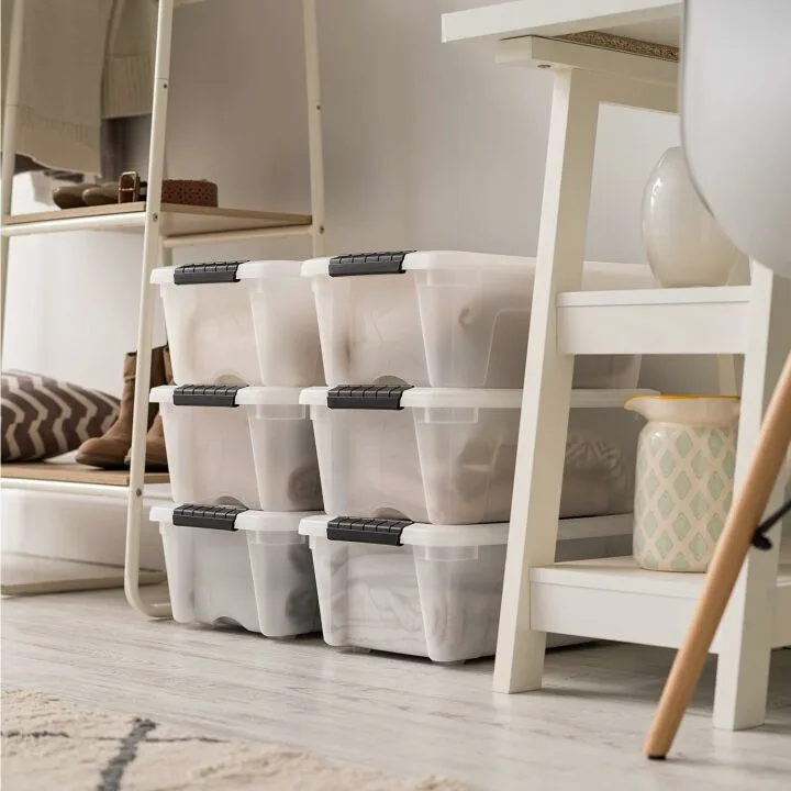 IRIS USA Stackable Plastic Storage Bins - 6 Pack