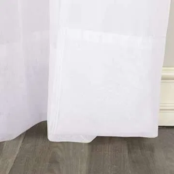No. 918 Erica Crushed Sheer Voile Rod Pocket Curtain Panel, 51" x 84", White