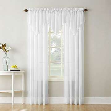 No. 918 Erica Crushed Sheer Voile Rod Pocket Curtain Panel, 51" x 84", White