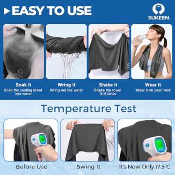 Sukeen 4 Pack Cooling Towels (40"x 12"), Cool Towels for Neck, Sport Sweat Rag for Gym, Cooling Rag, Cooling Towel for Yoga, Golf, Camping, Running, Workout, Camping, Fitness