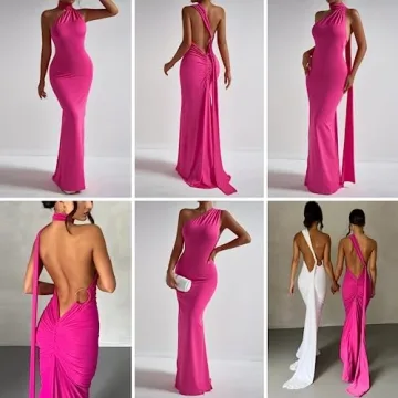 Elegant One Shoulder Backless Maxi Dress for Women