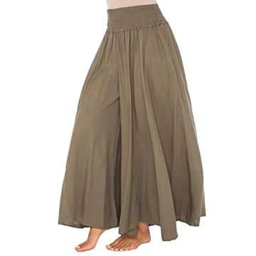 Back From Bali Womens Boho Wide Leg Palazzo Pants Smocked Waist Harem Lounge Loose Summer Beach Pant...