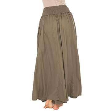 Back From Bali Womens Boho Wide Leg Palazzo Pants Smocked Waist Harem Lounge Loose Summer Beach Pants Olive S/M