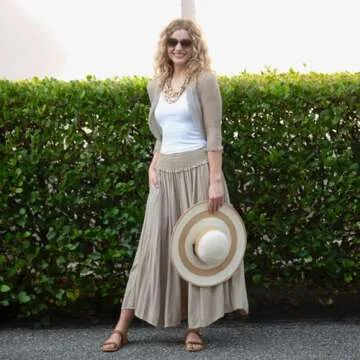 Back From Bali Womens Boho Wide Leg Palazzo Pants Smocked Waist Harem Lounge Loose Summer Beach Pants Olive S/M