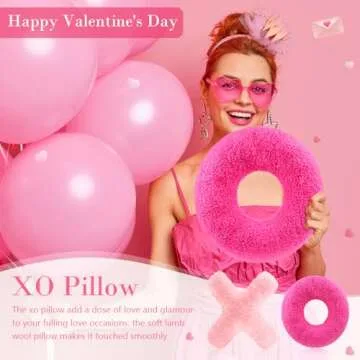 Muglunar Galentines Day Decorations, XO Pillows Valentines XO Shaped Pillows Cute Throw Pillows Hot Pink Pillows for Girly Friends Living/Dining Room Gift Valentines Day Decor