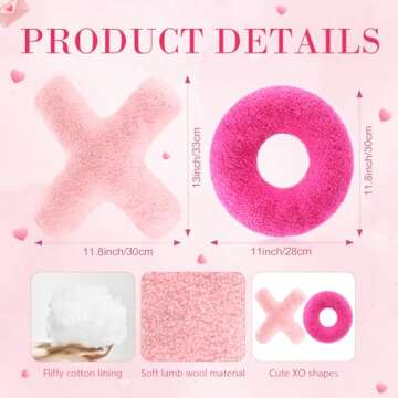 Muglunar Galentines Day Decorations, XO Pillows Valentines XO Shaped Pillows Cute Throw Pillows Hot Pink Pillows for Girly Friends Living/Dining Room Gift Valentines Day Decor