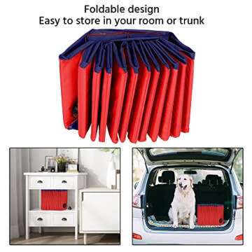 Yaheetech Dog Pet Bath Pool Foldable Hard Plastic Doggie Duck Swimming Pool Collapsible PVC Outdoor Bathing Tub Dog Pools for Large Small Dogs-47 x 11.8 inch,L,Red