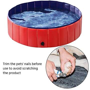 Yaheetech Dog Pet Bath Pool Foldable Hard Plastic Doggie Duck Swimming Pool Collapsible PVC Outdoor Bathing Tub Dog Pools for Large Small Dogs-47 x 11.8 inch,L,Red
