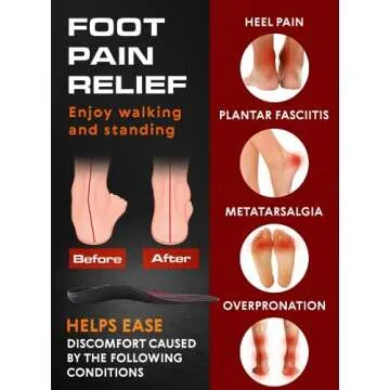220+ lbs Plantar Fasciitis High Arch Support Insoles Men Women - Orthotic Shoe Inserts - Boot Work Shoe Insole (XL, Black)