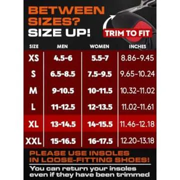 220+ lbs Plantar Fasciitis High Arch Support Insoles Men Women - Orthotic Shoe Inserts - Boot Work Shoe Insole (XL, Black)