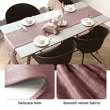Tramobe Pink Velvet Table Runner for Romantic Occasions
