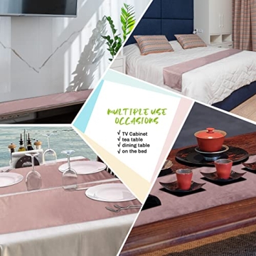 Tramobe Pink Velvet Table Runner for Romantic Occasions