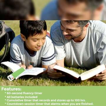 Mark My Time Reading Timer and Bookmark for Kids, Cool Bookmarks and Reading Incentives, Great Christmas Gift & Stocking Stuffer for Book Lovers - Green