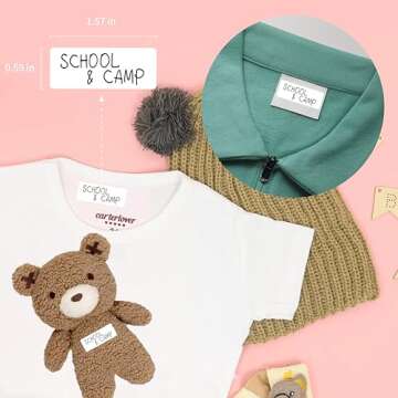 Ultimate All-Purpose No-Iron Fabric Labels for Kids - Self-Stick, Write-On, Washer & Dryer Safe - Ideal for School, Camp, Daycare & More - Pack of 96, 1/2" x 1-3/4" (Extra Large)