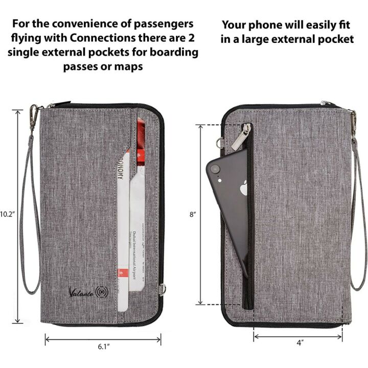 Valante Large RFID Passport Holder Wallet - Travel Organizer