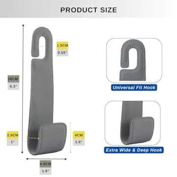 IRROMI Purse Holder for Car, 2 PACK Upgraded Car Seat Hooks for Hanging Purse and Bag, Leather Headrest Hooks for Car Back Seat, Car Organization Accessories (Beige)