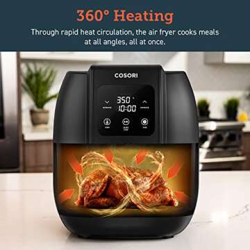 COSORI Air Fryer, Oilless Oven Cooker with 8 Cooking guides, LED Digital Touchscreen, Preheat, Detachable Nonstick Basket,1500W, 3.4QT,Black