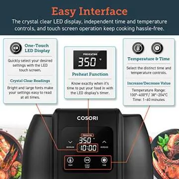 COSORI Air Fryer, Oilless Oven Cooker with 8 Cooking guides, LED Digital Touchscreen, Preheat, Detachable Nonstick Basket,1500W, 3.4QT,Black