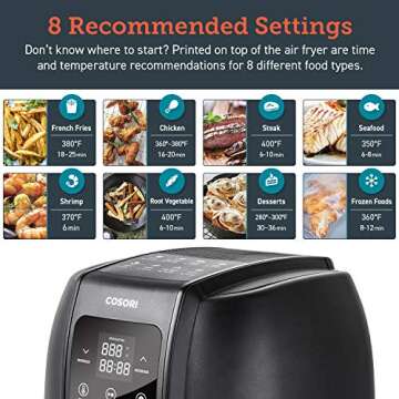 COSORI Air Fryer, Oilless Oven Cooker with 8 Cooking guides, LED Digital Touchscreen, Preheat, Detachable Nonstick Basket,1500W, 3.4QT,Black