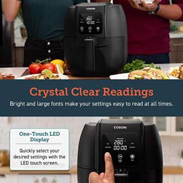 COSORI Air Fryer, Oilless Oven Cooker with 8 Cooking guides, LED Digital Touchscreen, Preheat, Detachable Nonstick Basket,1500W, 3.4QT,Black