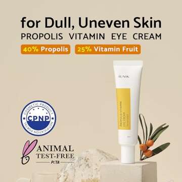 IUNIK Propolis Vitamin C Face & Eye Cream with Vegetable Oil, Idebenone 1.01 Fl Oz Dullness Dark Cir...