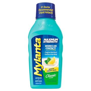 Mylanta Antacid and Gas Relief, Maximum Strength Formula, Classic Flavor, 12 Fluid Ounce