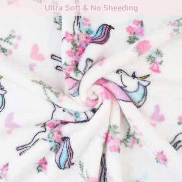 Viviland Kids Throw Blanket, Unicorn Print Blankets for Girls, Warm Lightweight Plush Throw Blanket Unicorn Fleece Throw Blanket for Sofa Chair Couch Bed, for Kids, 50" x 60"