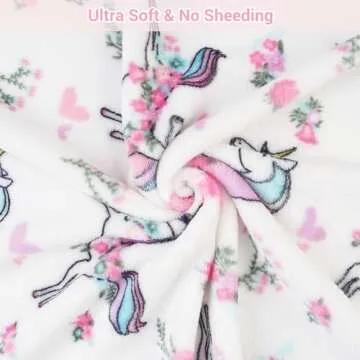 Viviland Kids Throw Blanket, Unicorn Print Blankets for Girls, Warm Lightweight Plush Throw Blanket Unicorn Fleece Throw Blanket for Sofa Chair Couch Bed, for Kids, 50" x 60"