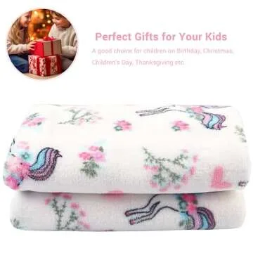 Viviland Kids Throw Blanket, Unicorn Print Blankets for Girls, Warm Lightweight Plush Throw Blanket Unicorn Fleece Throw Blanket for Sofa Chair Couch Bed, for Kids, 50" x 60"