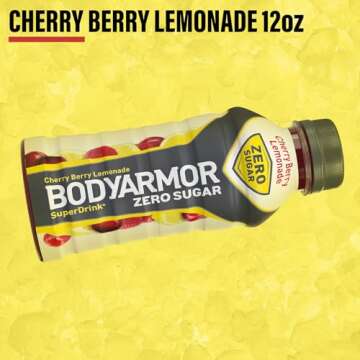BODYARMOR ZERO Sugar Cherry Berry Lemonade, Sugar Free Sports Drink - Low-Calorie Hydration - Natural Flavors with Potassium Packed Electrolytes, Antioxidants, and B-vitamins,12 fl oz (pack of 8)