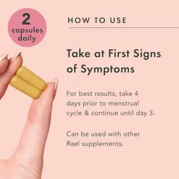 Rael PMS Supplement, Hormone Balance for Women, Relief from Menstrual Cramps, Period Bloating, Mood Swings Treatment with Turmeric, Ginger, Magnesium, No NSAIDs, Vegan (28 Capsules)