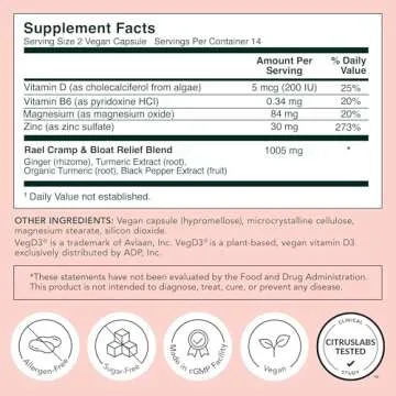 Rael PMS Supplement, Hormone Balance for Women, Relief from Menstrual Cramps, Period Bloating, Mood Swings Treatment with Turmeric, Ginger, Magnesium, No NSAIDs, Vegan (28 Capsules)