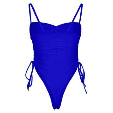 ioiom Women's One Piece Swimsuits Tummy Control Swimwear Slimming Monokini Bathing Suits Navy Blue M