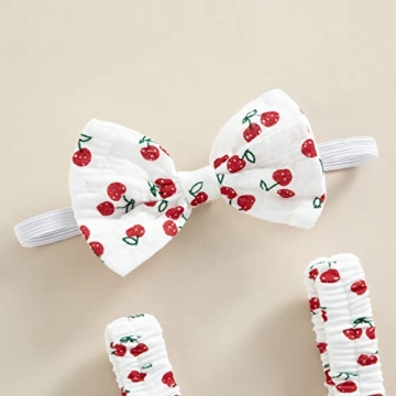 BULINGNA Baby Girl Sleeveless Fruit Print Romper with Headband