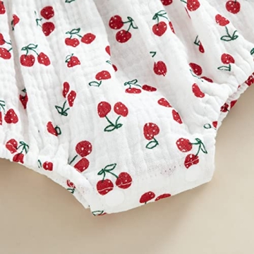 BULINGNA Baby Girl Sleeveless Fruit Print Romper with Headband