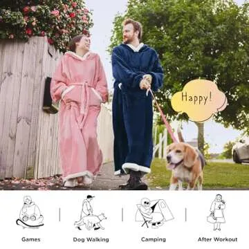 Bedsure Wearable Blanket Hoodie, Long Hooded Blanket Sweatshirt as Birthday Gifts for Women Men, Cozy Sherpa Hoodie for Adult, Standard, Navy