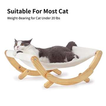 FUKUMARU Cat Hammock, New Moon Cat Swing Chair, Elevated Cat Bed for Indoor Cats, Cat Furniture Gift for Cat or Small Dog, Upgrade White
