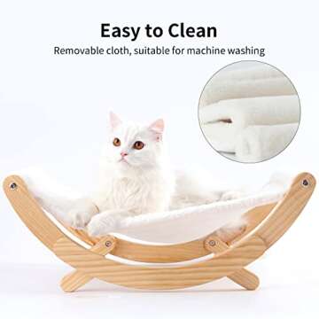 FUKUMARU Cat Hammock, New Moon Cat Swing Chair, Elevated Cat Bed for Indoor Cats, Cat Furniture Gift for Cat or Small Dog, Upgrade White