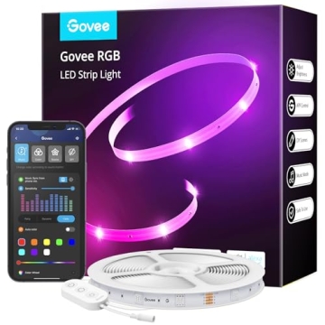 Govee Smart WiFi LED Strip Lights, 50ft RGB Led Strip Lighting Work with Alexa and Google Assistant,...