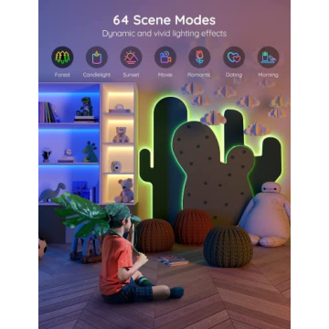 Govee Smart WiFi LED Strip Lights, 50ft RGB Led Strip Lighting Work with Alexa and Google Assistant, Color Changing Light Strip, Music Sync, LED Lights for Bedroom, Party, New Year, Easy to Install