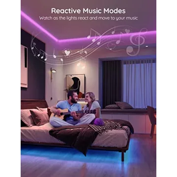 Govee Smart WiFi LED Strip Lights, 50ft RGB Led Strip Lighting Work with Alexa and Google Assistant, Color Changing Light Strip, Music Sync, LED Lights for Bedroom, Party, New Year, Easy to Install