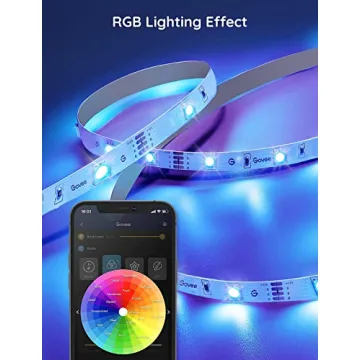 Govee Smart WiFi LED Strip Lights, 50ft RGB Led Strip Lighting Work with Alexa and Google Assistant, Color Changing Light Strip, Music Sync, LED Lights for Bedroom, Party, New Year, Easy to Install