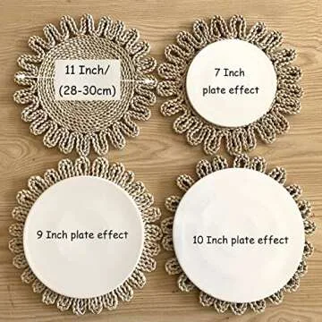 IcosaMro Boho Round Woven Placemats Set of 6