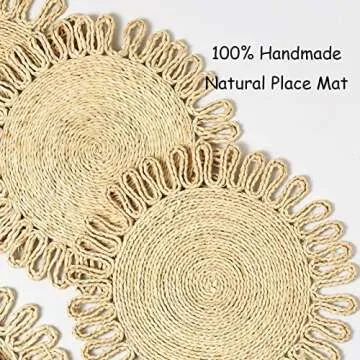 IcosaMro Boho Round Woven Placemats Set of 6