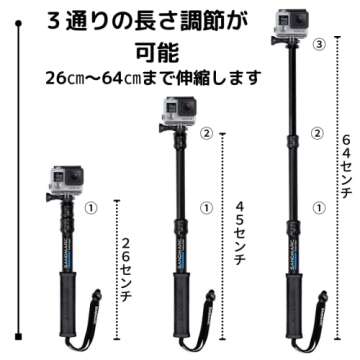 SANDMARC Pole - Compact Edition: 10-25" Waterproof Pole (Selfie Stick) Compatible with GoPro Hero 13, 12, 11, 10, 9, 8, Max, 7, 6, 5, 4, Session, 3+, 3, 2, HD & Osmo Action