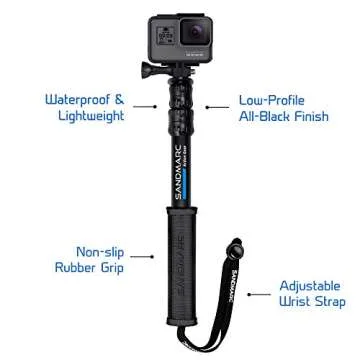 SANDMARC Pole - Compact Edition: 10-25" Waterproof Pole (Selfie Stick) Compatible with GoPro Hero 13, 12, 11, 10, 9, 8, Max, 7, 6, 5, 4, Session, 3+, 3, 2, HD & Osmo Action