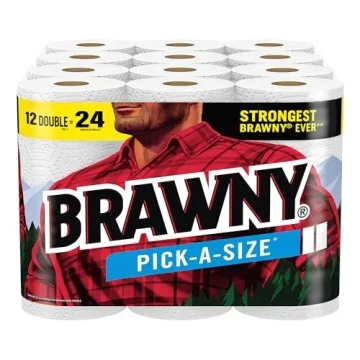 Brawny Pick-A-Size Paper Towels, 12 Double Rolls = 24 Regular Rolls, 2 Sheet Sizes (Half or Full), S...