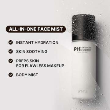 SAMU PH Sensitive Cream Mist, Centella Face Mist, Hypoallergenic Facial Spray with Hyaluronic Acid & Ceramide, Hydrating & Quick Absorbing, Korean Skin Care for Dry & Sensitive Skin, 3.38 Fl. Oz