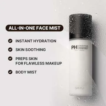 SAMU PH Sensitive Cream Mist, Centella Face Mist, Hypoallergenic Facial Spray with Hyaluronic Acid & Ceramide, Hydrating & Quick Absorbing, Korean Skin Care for Dry & Sensitive Skin, 3.38 Fl. Oz