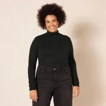 Amazon Essentials Women's Classic-Fit Lightweight Long-Sleeve Turtleneck Sweater (Available in Plus Size), Black, X-Small